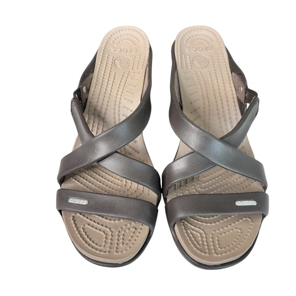 Crocs Cyprus IV Sandals 14558 Brown Slip On Block Heel Pumps Womens Shoe Size 11 - Picture 9 of 12